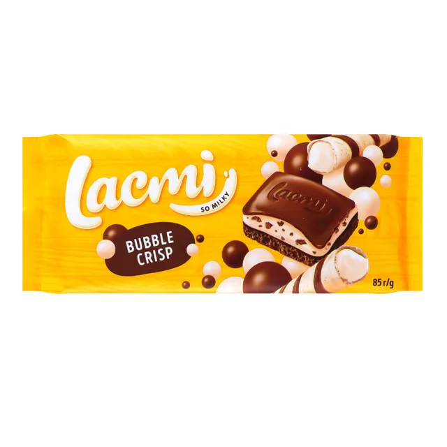 Šokoladas su pieniniu įdaru (30%) ir ryžių traškučiais (1%) LACMI FUN&CRISPY, 85 g