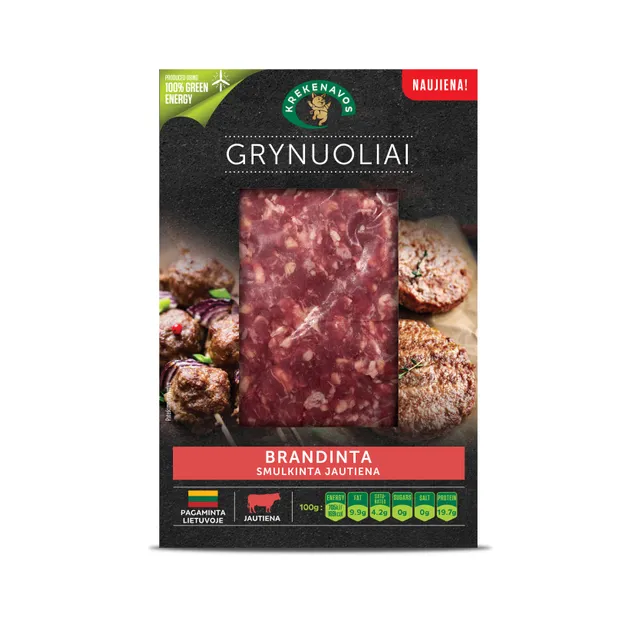 Smulkinta jautiena GRYNUOLIAI brandinta riebumas ne didesnis kaip 10%, 450 g