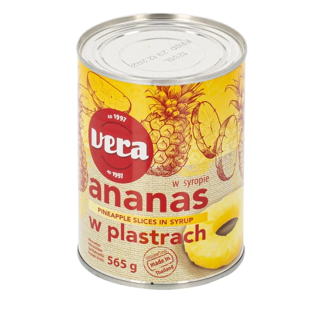 Konservuotų ananasų griežinėliai VERA, 565 g