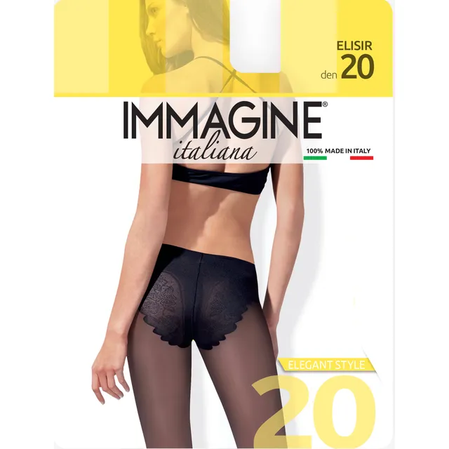 Moteriškos pėdkelnės IMMAGINE ELISIR 20 DEN, 5 dydis, spalva NERO