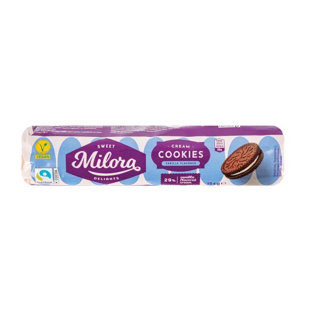 Cocoa cookies with cream filling MILORA, 154 g