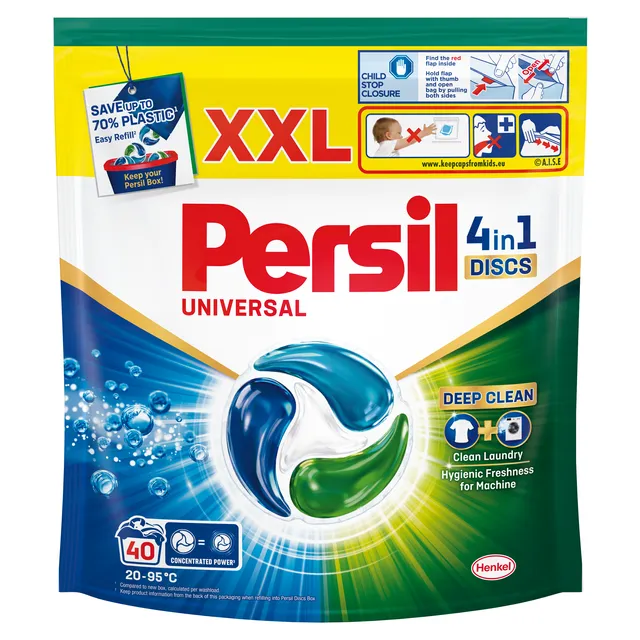 Skalbimo kapsulės PERSIL DISCS UNIVERSAL, 40 skalbimų