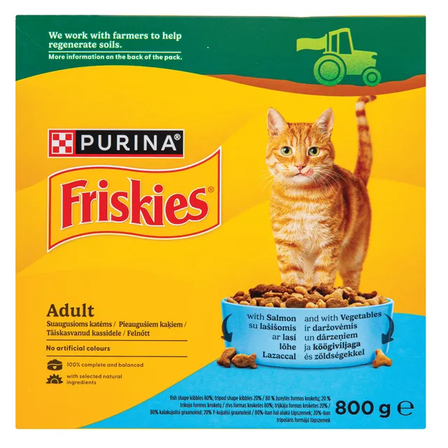 Сухой корм для кошек с лососем и овощами FRISKIES ADULT, 800 г