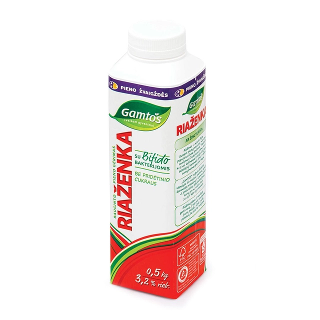Rauginto pieno gėrimas su bifidobakterijomis RIAŽENKA, 3,2% rieb., 500 g