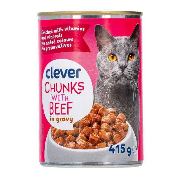 Jautienos gabaliukai padaže katėms CLEVER, 415 g