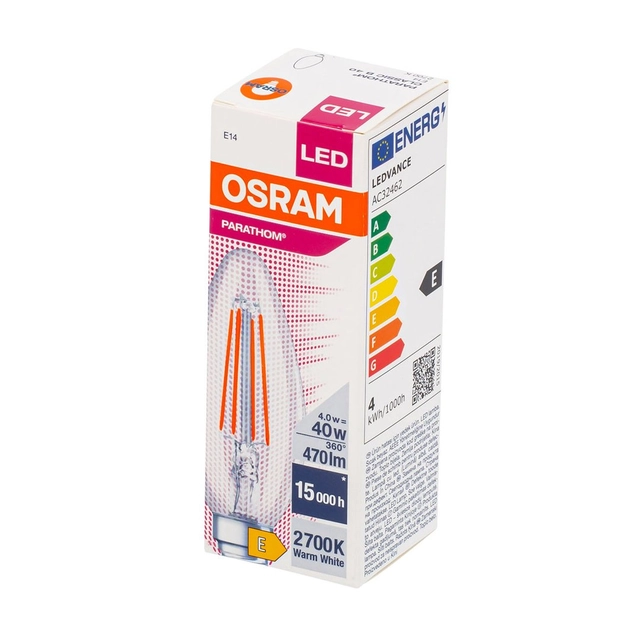 LED lemputė OSRAM Retrofit skaidri, CL B40, E14, 4W, 470 lm