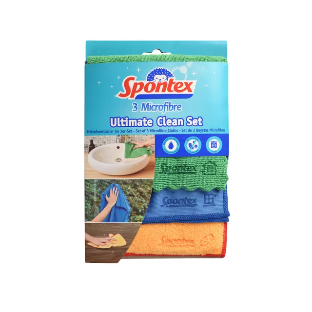 Mikropluošto šluosčių rinkinys SPONTEX ULTIMATE CLEAN SET, 3 vnt.