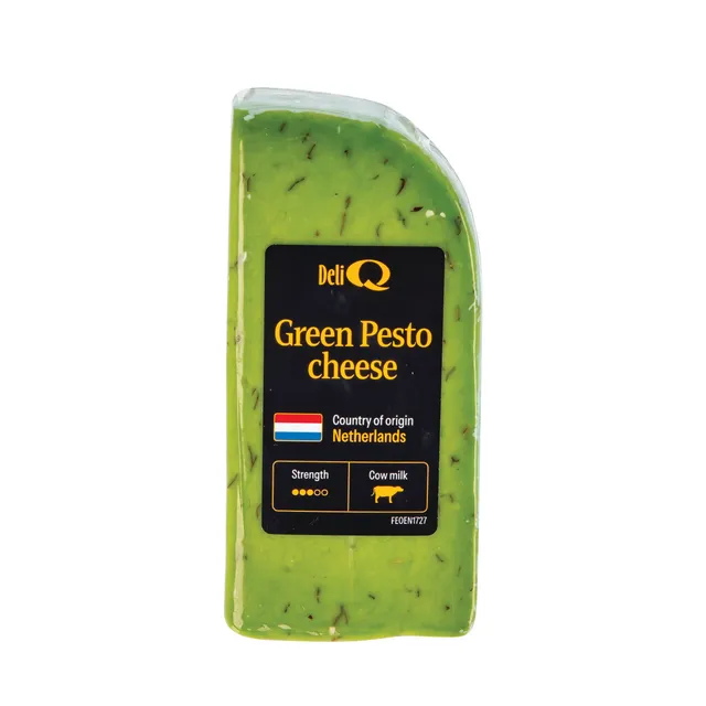 Puskietis fermentinis brandintas sūris su baziliku ir česnaku DELI Q, 130 g