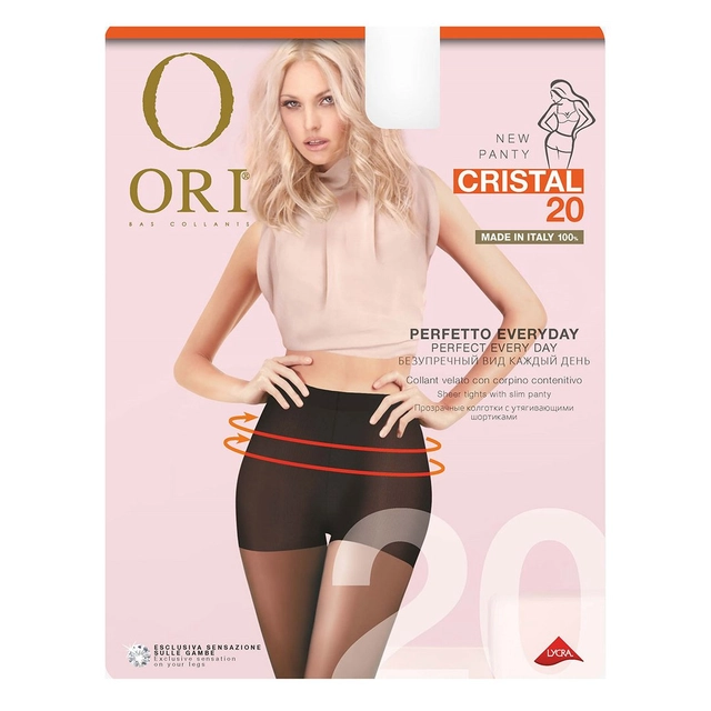 Moteriškos pėdkelnės ORI CRISTAL 20 DEN, 5 dydis, spalva NATURE