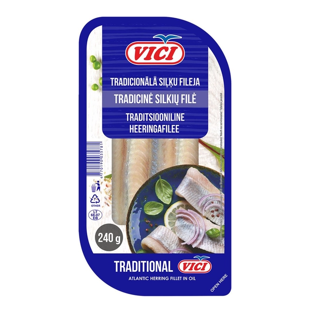 Tradicinė silkių filė aliejuje VIČI, 240 g