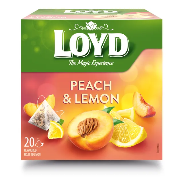 Vaisinė arbata persikų ir citrinų skonio LOYD, 20 x 2 g