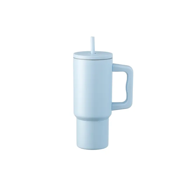 Termo puodelis su šiaudeliu MAKU, šviesiai mėlynas, 720 ml.