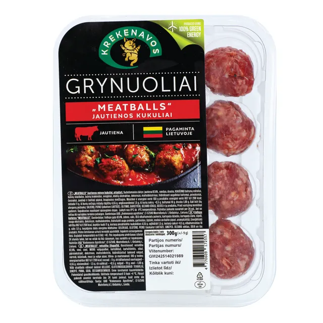 Jautienos mėsos kukuliai MEATBALLS Grynuoliai, 300 g