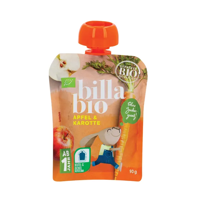 Ekologiška obuolių ir morkų tyrė BILLA BIO, 90 g