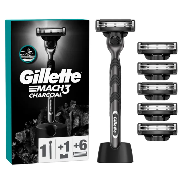Skustuvas GILLETTE MACH3 CHARCOAL + 6 galvutės