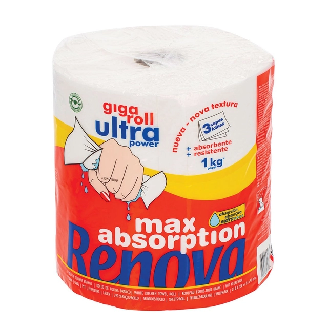 Popieriniai rankšluosčiai RENOVA GIGAROLL ULTRA POWER (3 sluoksnių), 1 vnt.