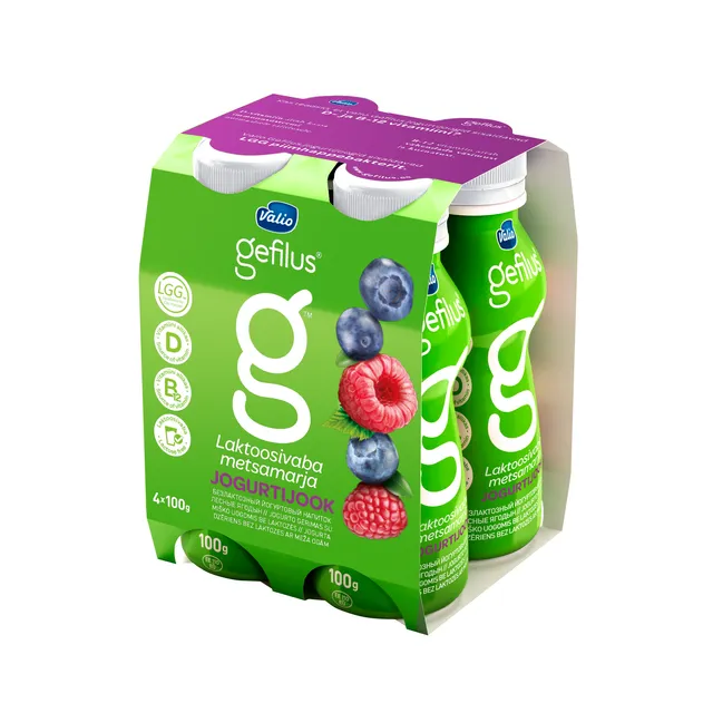 Yogurt drink with forest berries (lactose-free) GEFILUS, 1.1% fat, 4x100 g