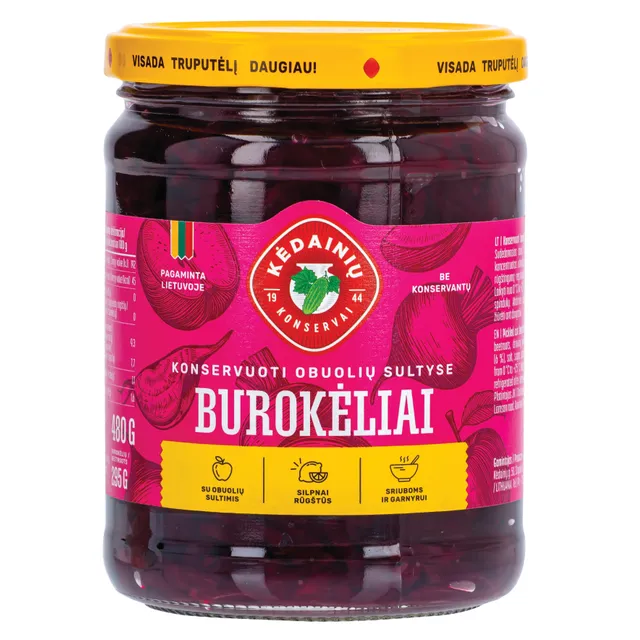 konservuoti burokėliai obuolių sultyse KĖDAINIŲ, 480 g