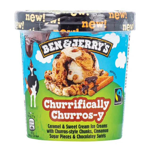Caramel flavored edible ice cream BEN&JERRY'S Churros, 465 ml