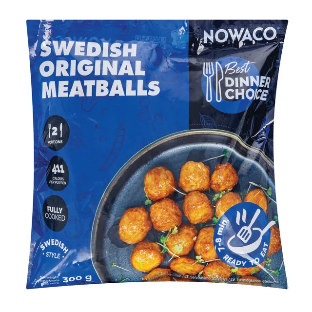 Švediški mėsos kukuliai NOWACO Best Dinner Choice, virti, sušaldyti, 300 g
