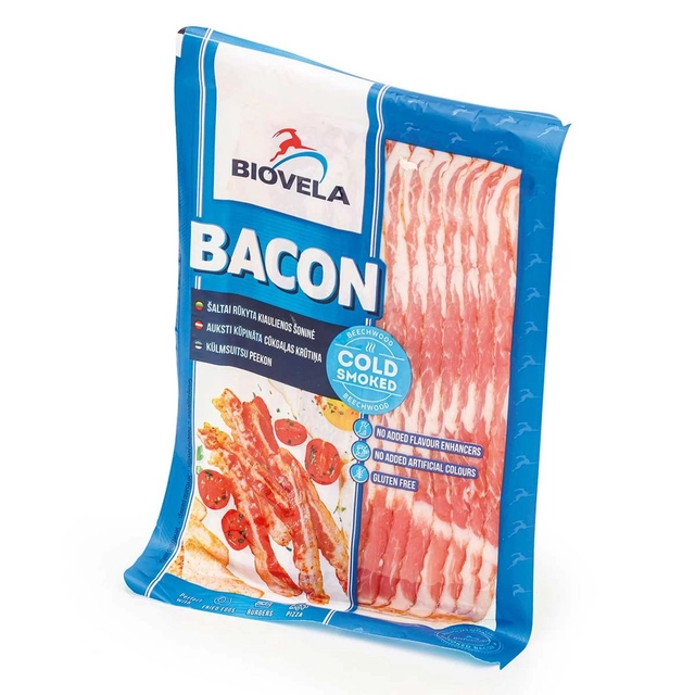 Šaltai rūkyta kiaulienos šoninė, 140 g