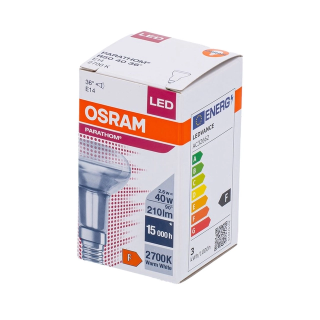 LED lemputė OSRAM Retrofit, R50, E14 36°, 2.6W, 210lm