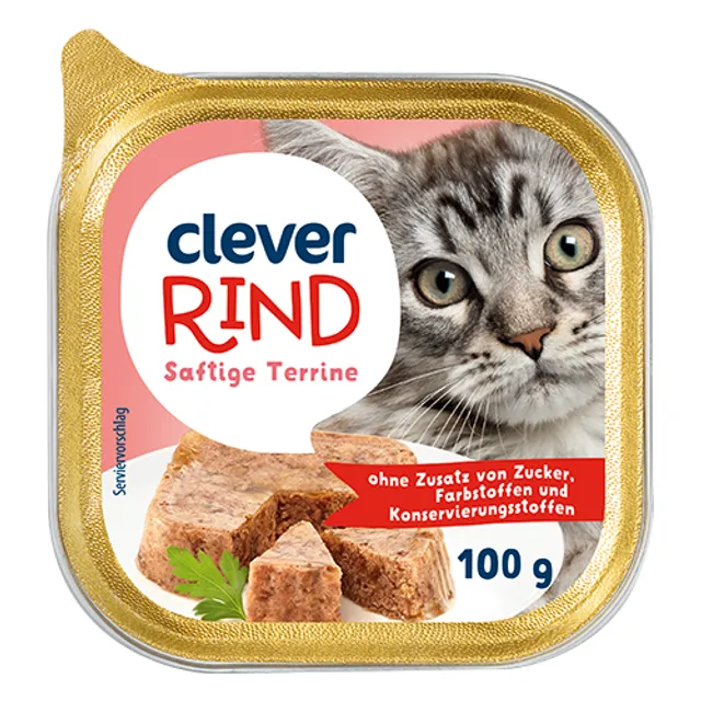 Visavertis suaugusių kačių ėdalas CLEVER, 100 g , Rind