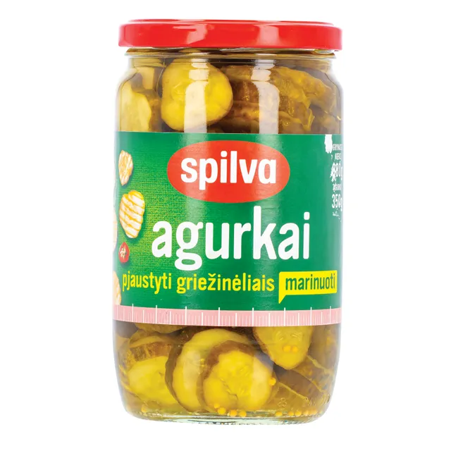 Маринованные огурцы нарезанные кружочками SPILVA 680 г