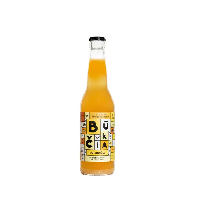 Ekologiška kombucha su šaltalankiais ir apelsinais BŪKČIA, 330 ml