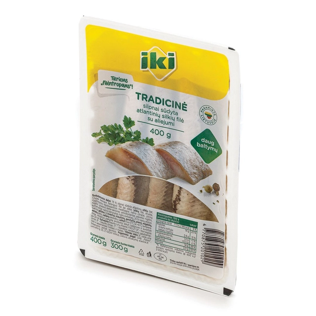 IKI silpnai sūdyta tradicinė Atlantinių silkių filė su aliejumi, 400 g