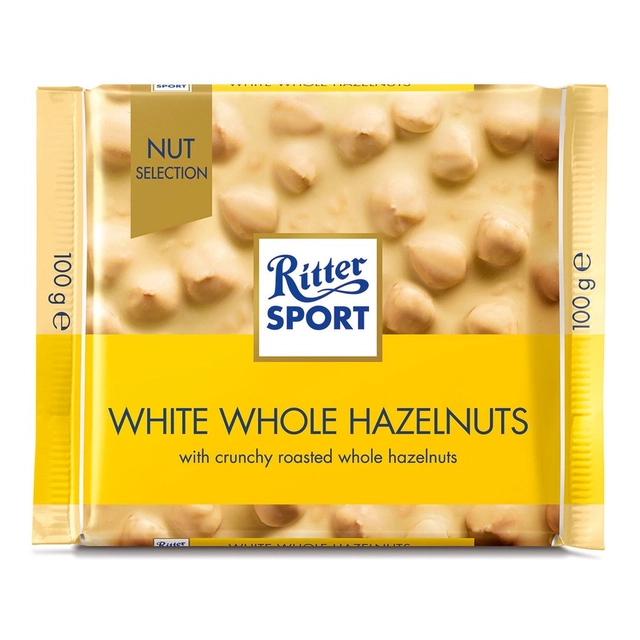 Baltasis šokoladas su neskaldytais riešutais RITTER SPORT, 100 g