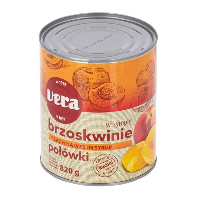 Konservuotų persikų puselės VERA, 820 g