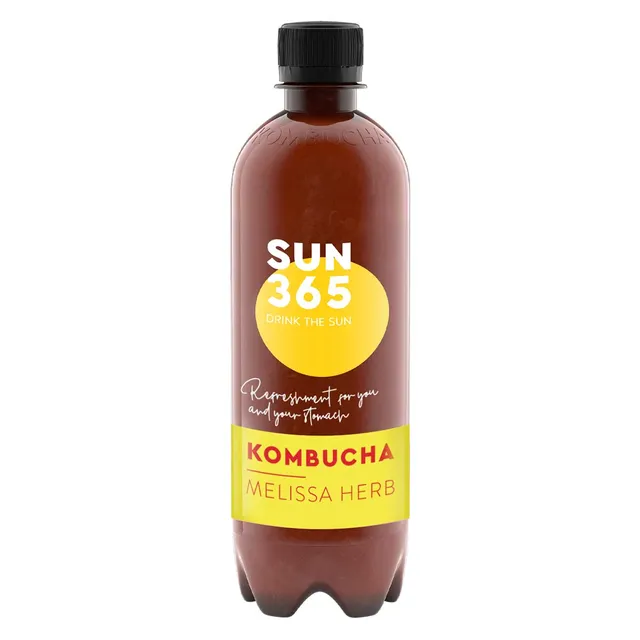 Органический газированный освежающий чайный напиток SUN365 KOMBUCHA MELISSA HERB, 500 мл