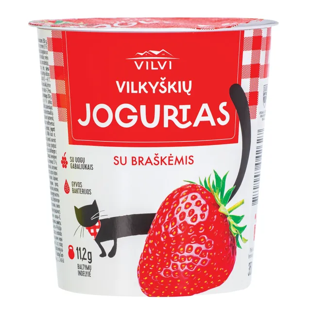 Йогурт с клубникой VILKYŠKIŲ, 3,6% жира, 350 г