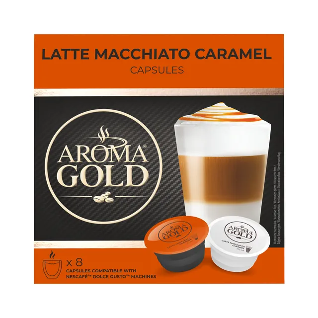 Kavos kapsulės AROMA GOLD LATTE CARAMELL, 180 g