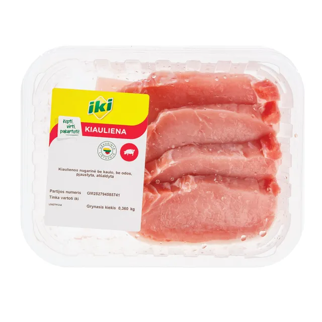 IKI kiaulienos nugarinė be kaulo, be odos, su lašiniais 360g