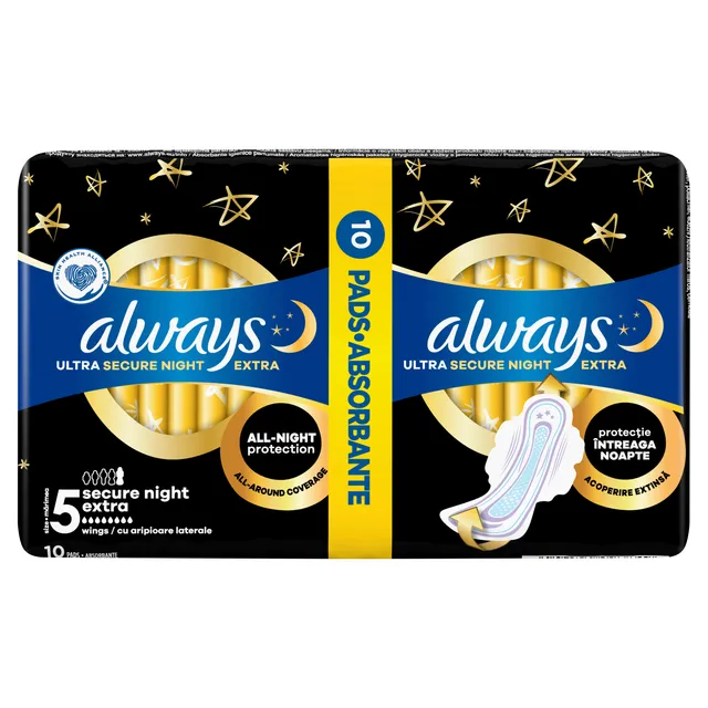 Higieniniai paketai ALWAYS ULTRA SECURE NIGHT EXTRA, 10 vnt.