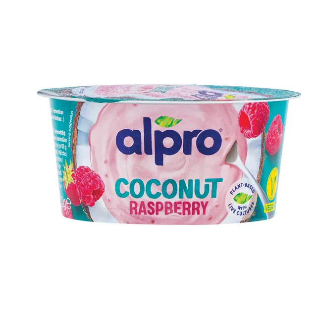 Alpro fermentuotas kokosų produktas su avietėmis, 120 g.