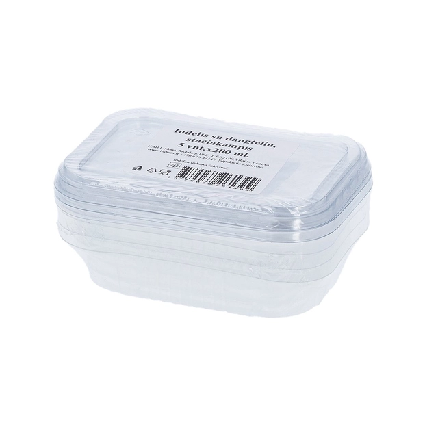 Stačiakampis indelis su dangteliu 200 ml, 5 vnt.