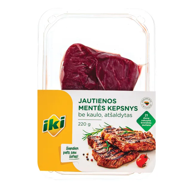 Vakume brandinta jautienos mentė be kaulo, IKI, 220 g
