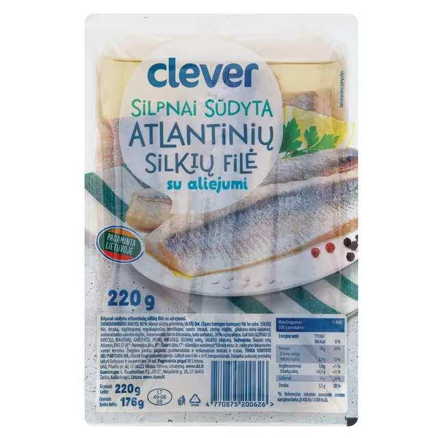 Silpnai sūdyta silkių filė su aliejumi CLEVER, 220 g