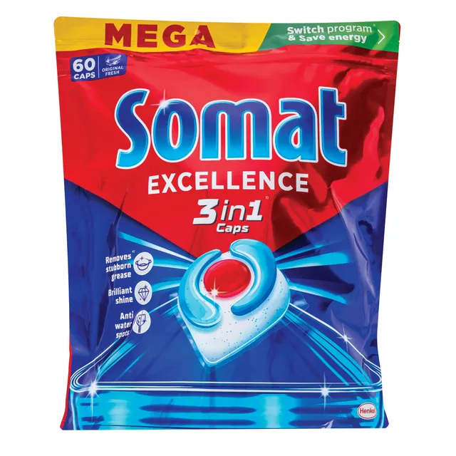 Капсулы для посудомоечных машин "SOMAT Excellence 3in1" 60 шт.