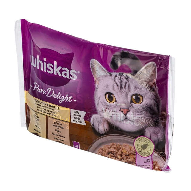 Konservuotas kačių ėdalas su paukštiena WHISKAS CASSEROLE, 340 g (4x85 g)