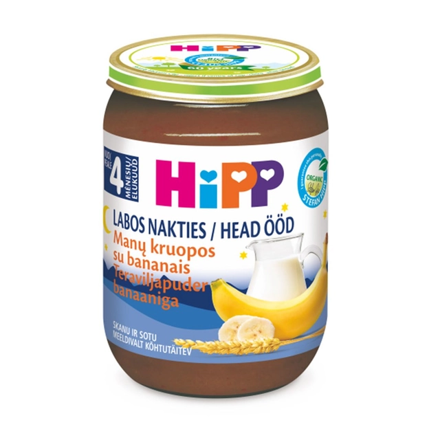 Экологическая молочная манная каша с бананами HIPP (с 4 мес), 190 г