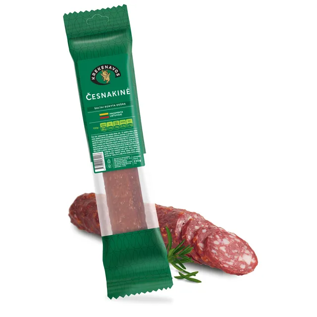 Šaltai rūkyta česnakinė dešra, 230 g