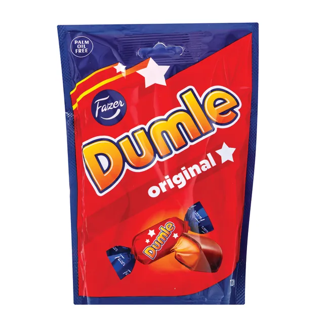 Milk chocolate candies FAZER DUMLE with toffee filling, 120 g