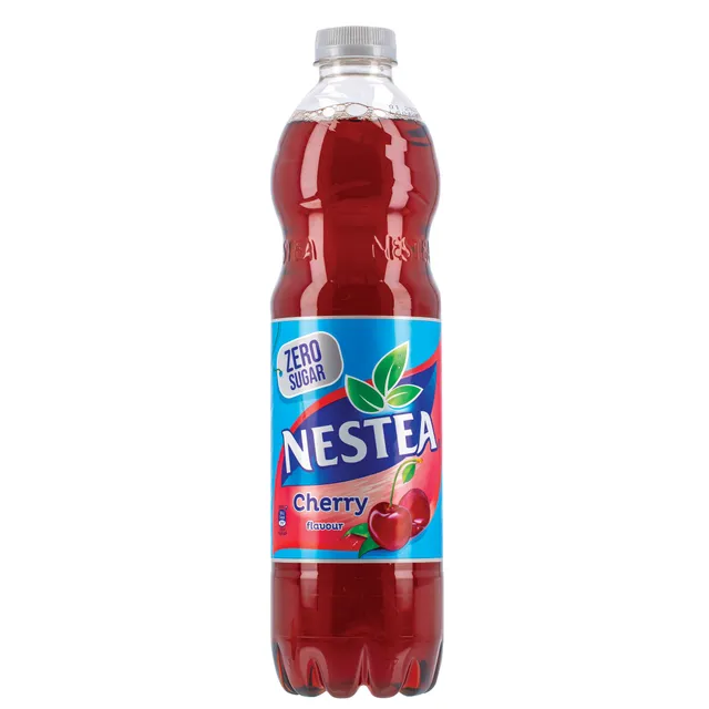 Negazuotas gaivusis gėrimas vyšnių skonio su juodąja arbata NESTEA ZERO, 1,5 l