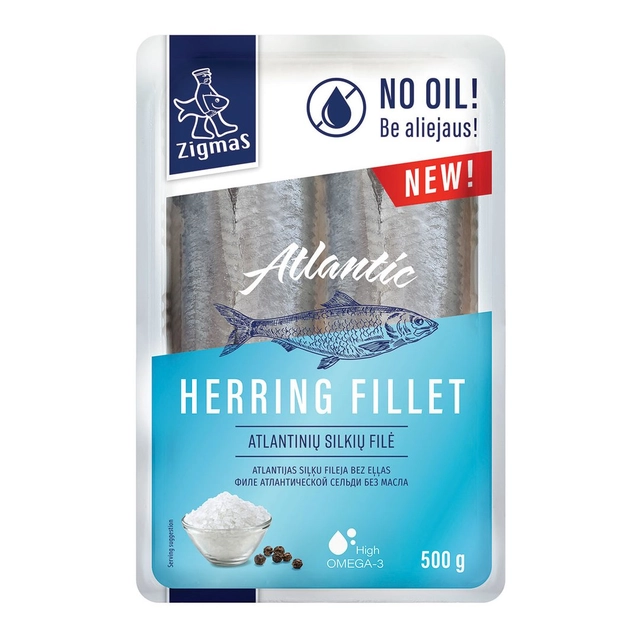 Silkės filė be aliejaus ZIGMAS, 500 g