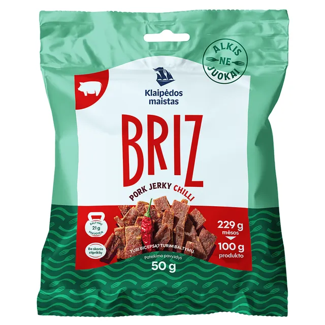 Cured spicy pepper flavored pork strips BRIZ, 50 g