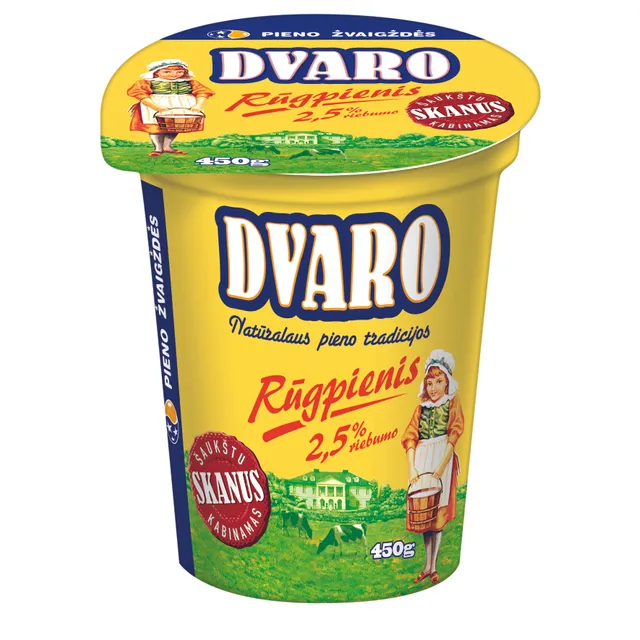 Rūgpienis DVARO 2,5% rieb., 450 g 